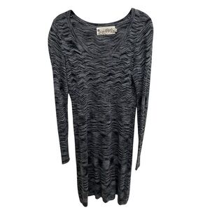 Aventura women’s Gray Patterned sweater Dress long sleeve organic Cotton Med